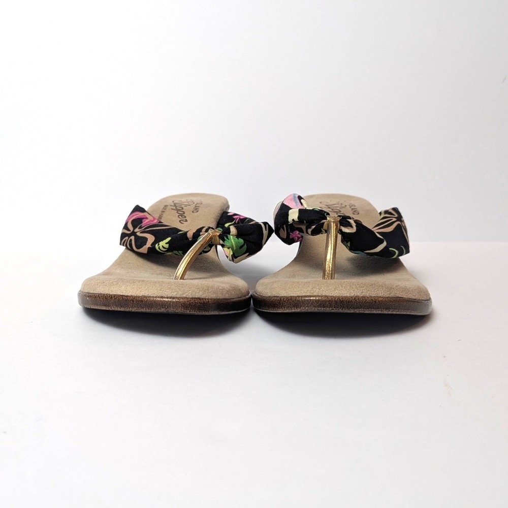 Island Slipper Floral Wedge Flip Flop Sandals Made in Hawaii Resortwear Sz 7 - Picture 10 of 12